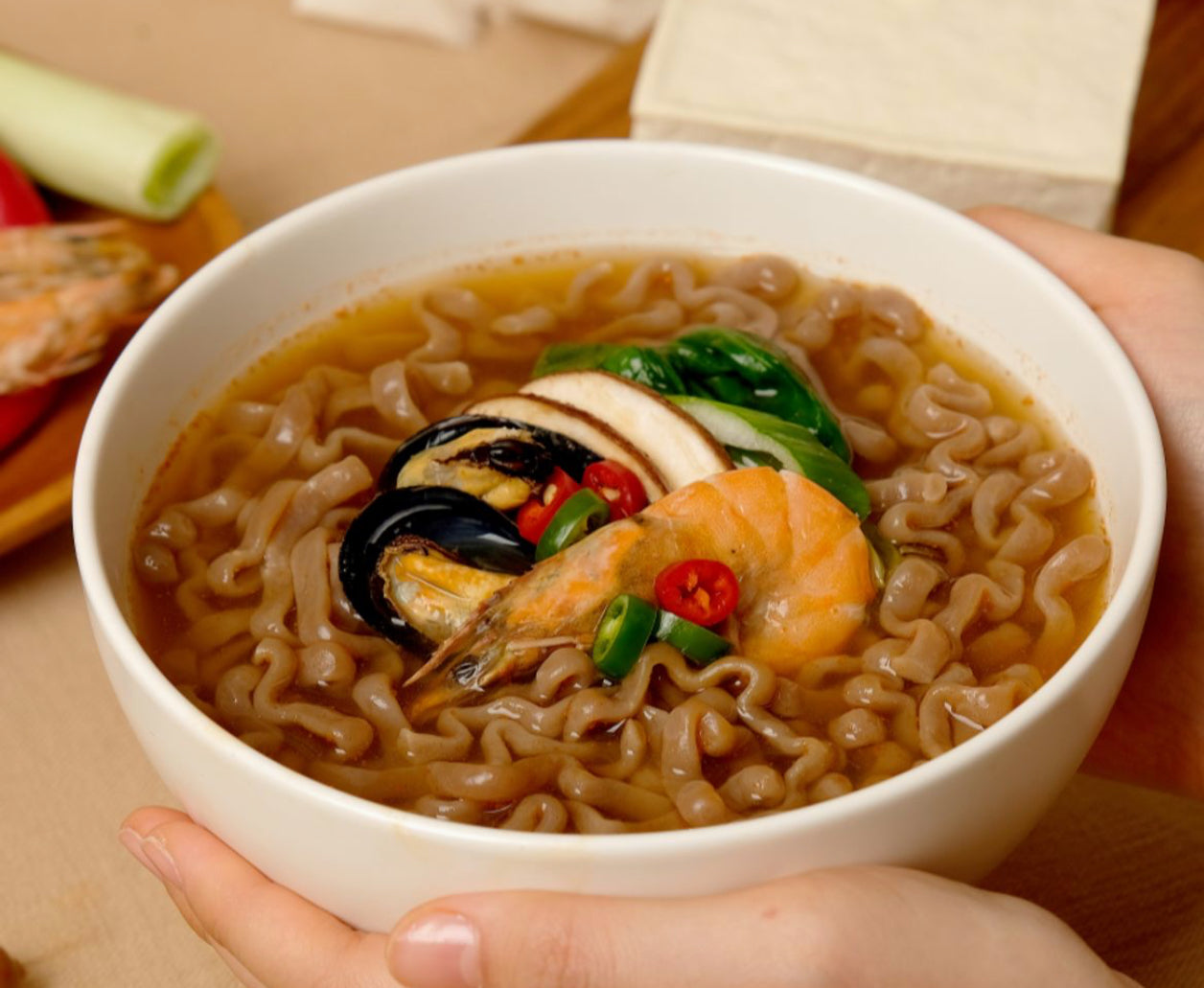 (별미맛집) 노 밀가루! 노 푸석! 도토리 칼국수 (멸치/얼큰) 340g 2인분 x 2팩