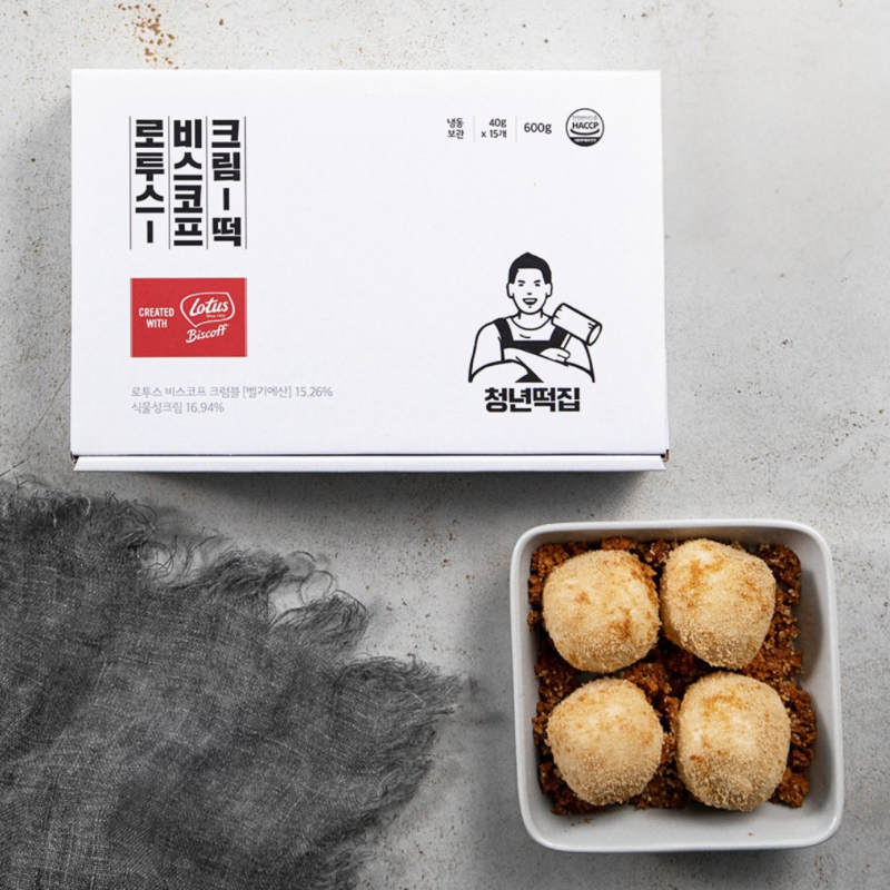 청년떡집 로투스 비스코프 크림떡 600g | Korean Mochi Dessert Lotus Biscoff Cream Rice Cake Singapore Delivery